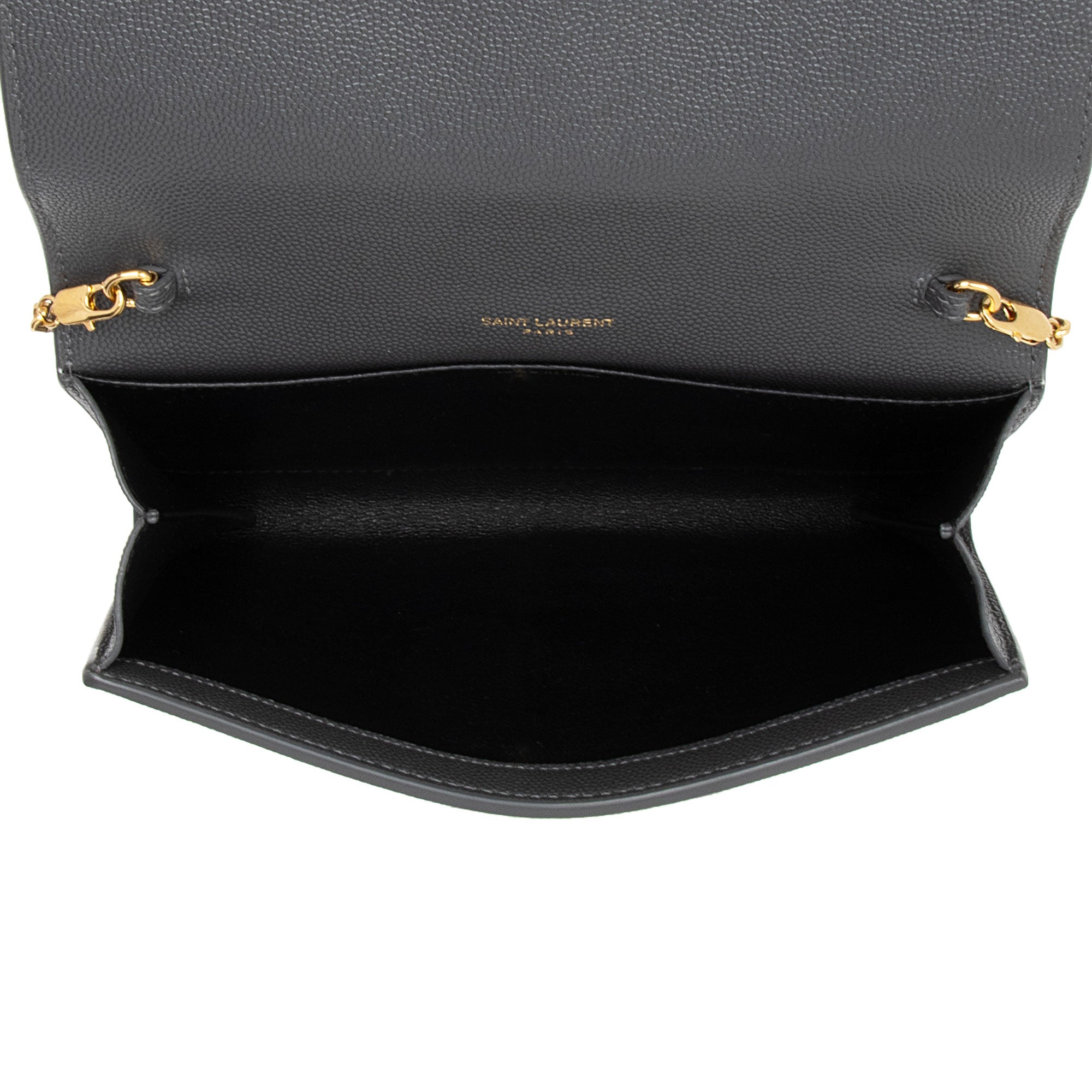 Saint Laurent Grain De Poudre Monogram Uptown Chain Wallet (SHF-WHffX5)