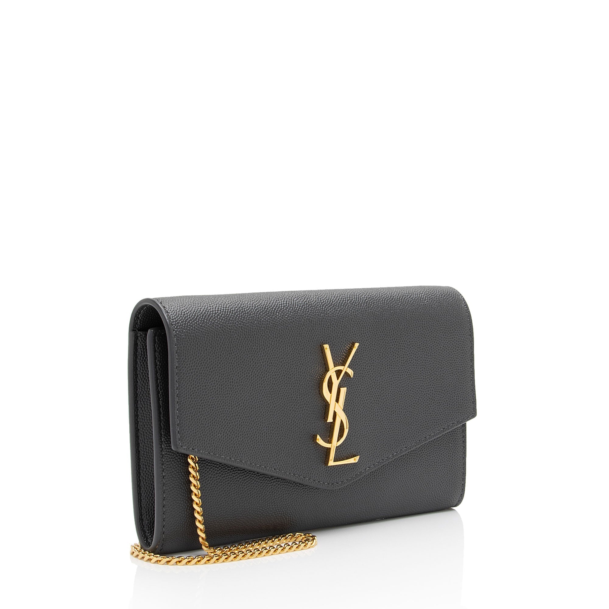 Saint Laurent Grain De Poudre Monogram Uptown Chain Wallet (SHF-WHffX5)