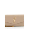 Saint Laurent Grain De Poudre Monogram Uptown Chain Wallet