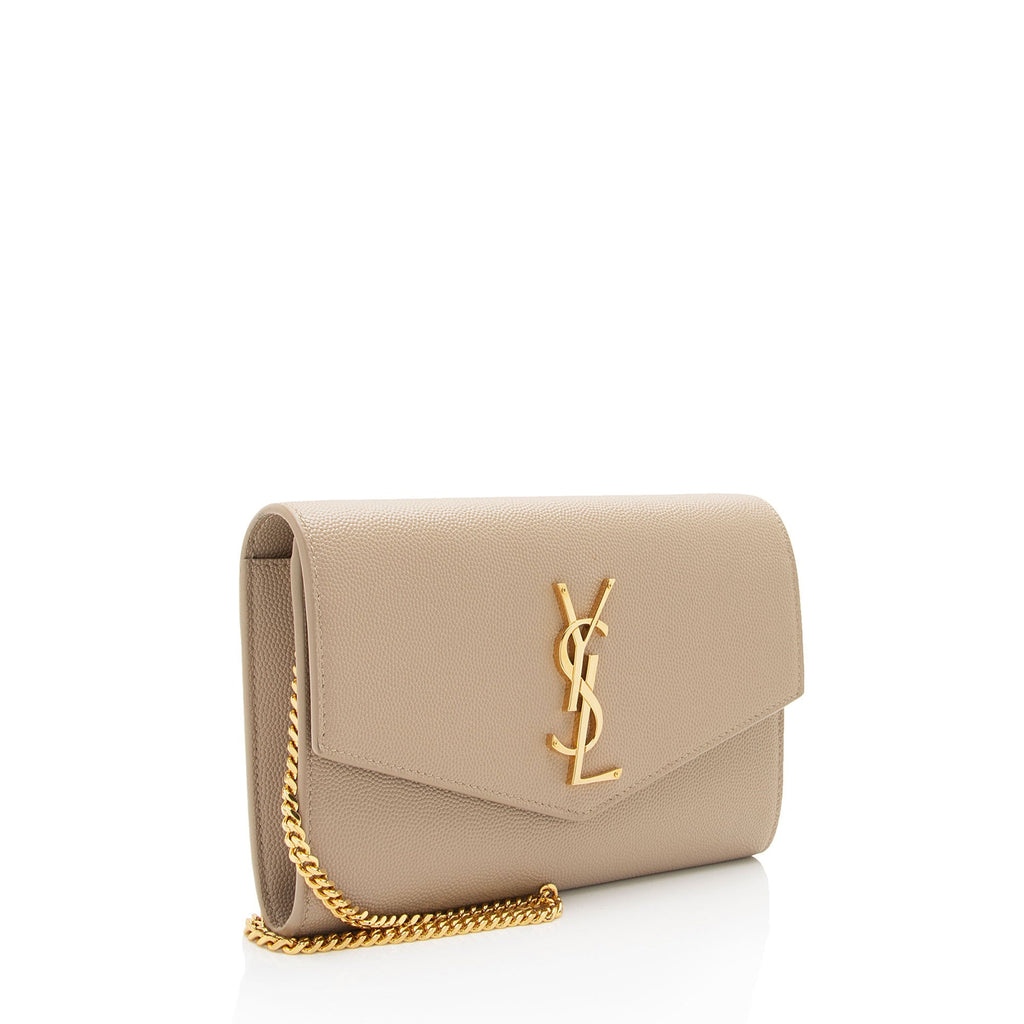 Saint Laurent Grain De Poudre Monogram Uptown Chain Wallet