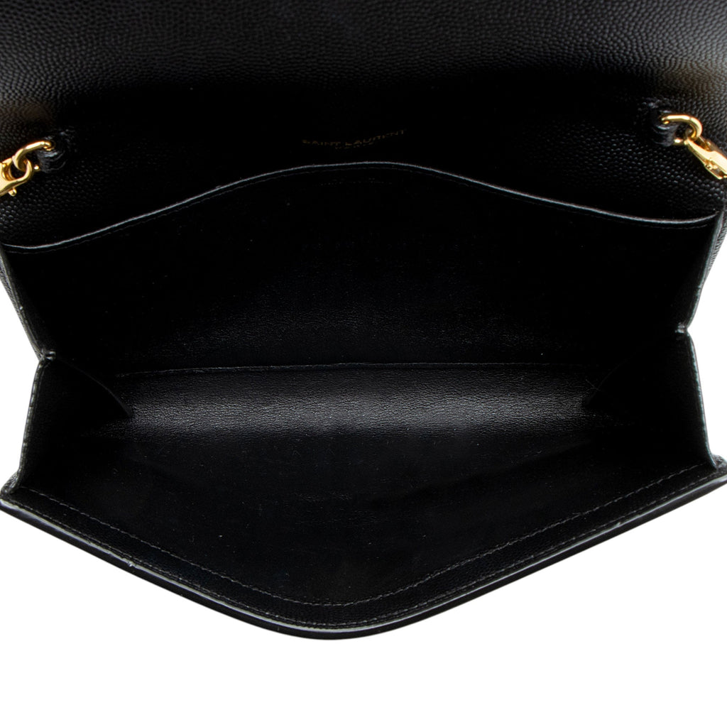 Saint Laurent Grain De Poudre Monogram Uptown Chain Wallet