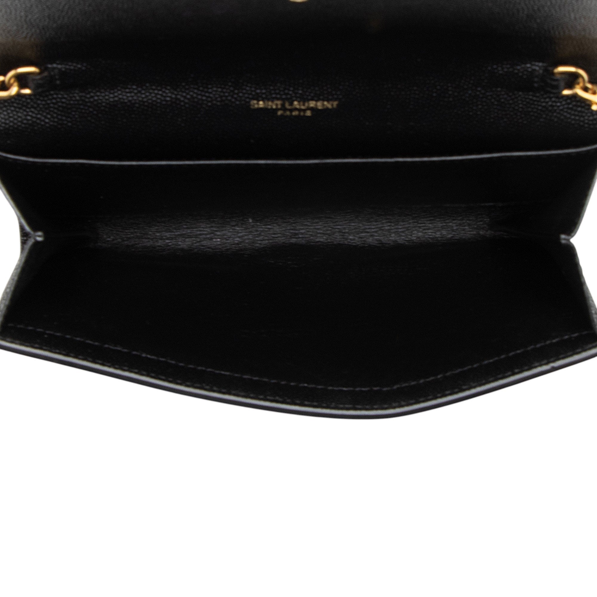Saint Laurent Grain De Poudre Monogram Uptown Chain Wallet