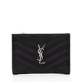 Saint Laurent Grain de Podure Zipped Monogram Wallet (SHF-we8vHe)
