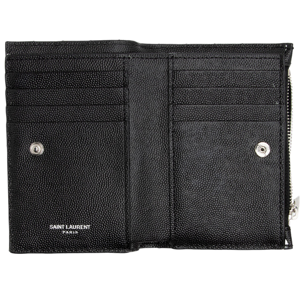 Saint Laurent Grain de Podure Zipped Monogram Wallet (SHF-we8vHe)
