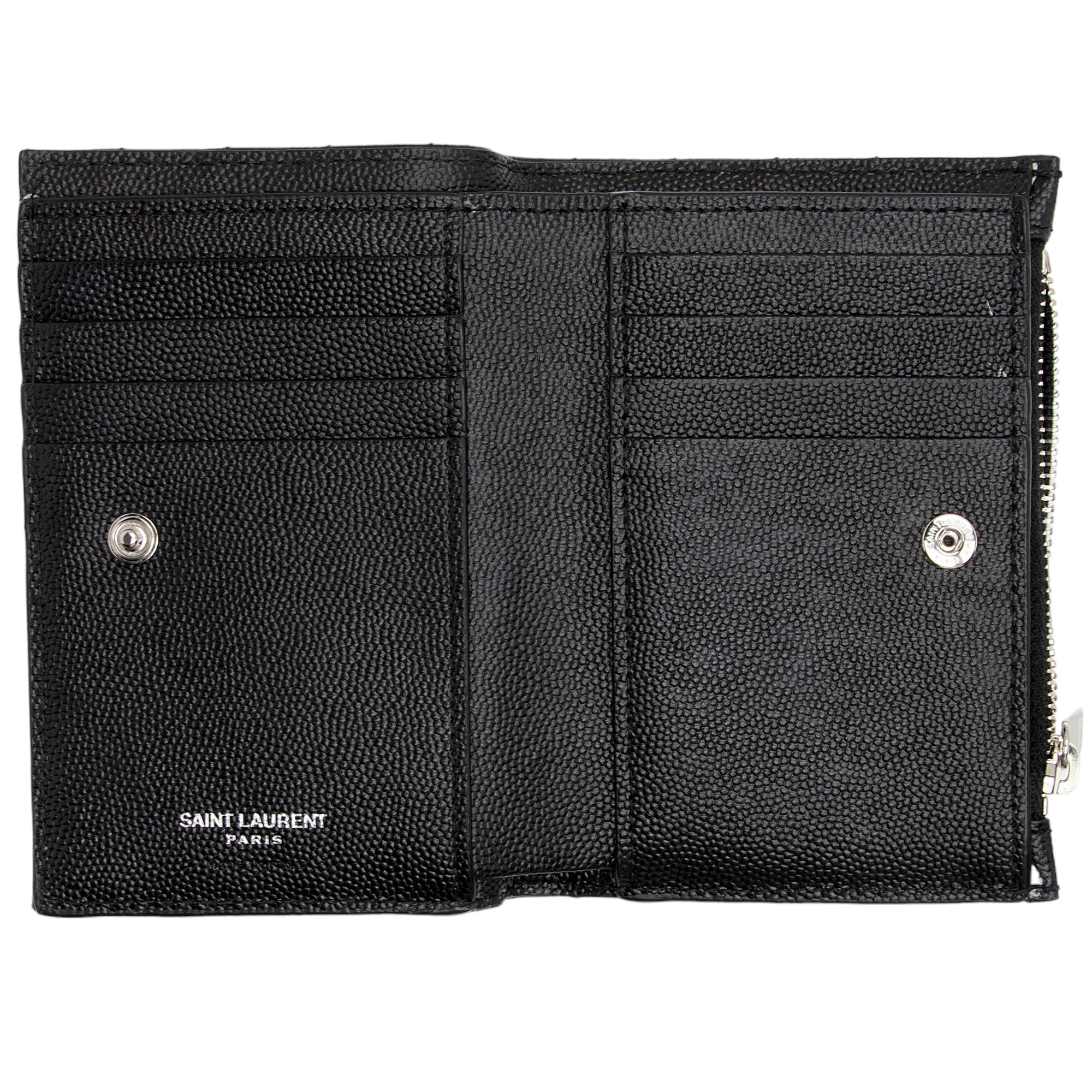 Saint Laurent Grain de Podure Zipped Monogram Wallet (SHF-we8vHe)