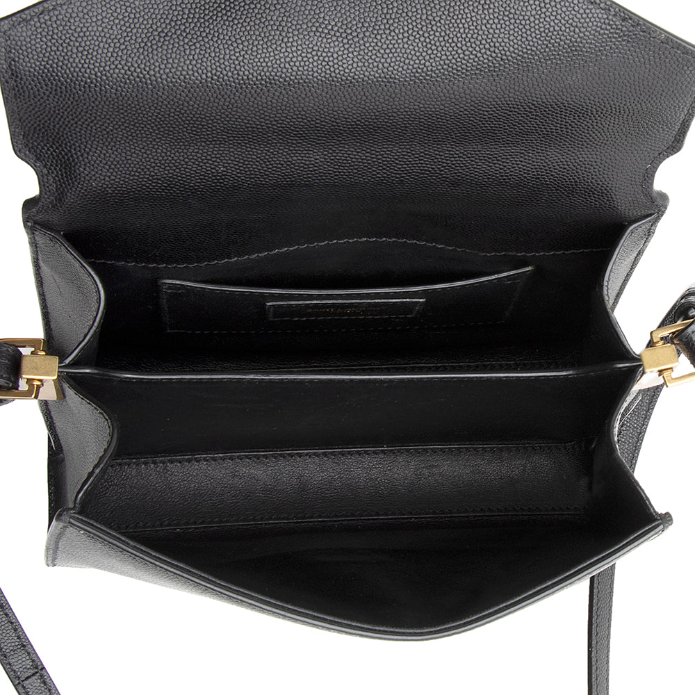 Saint Laurent Grain de Poudre Classic Monogram Cassandra Mini Top Handle Bag - FINAL SALE (SHF-21308)