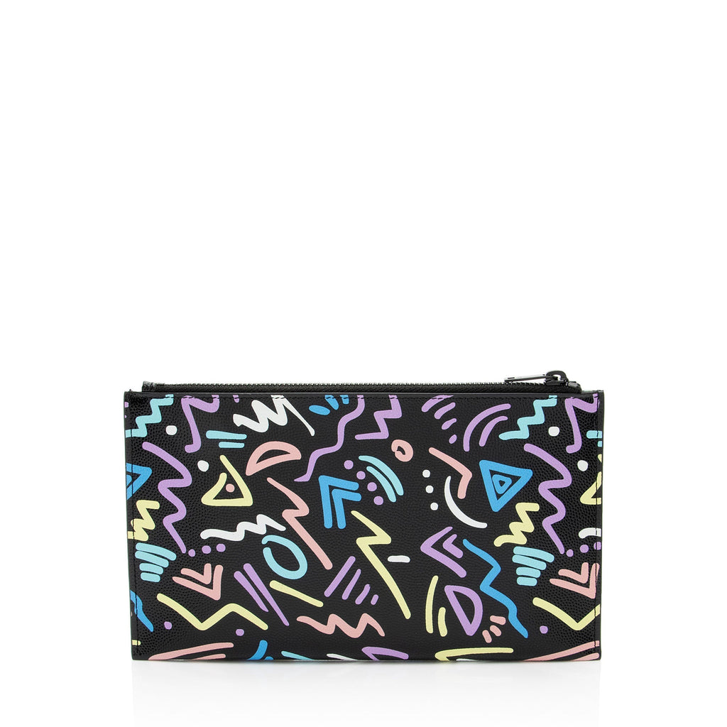 Saint Laurent Grain de Poudre Graffiti Monogram Bill Pouch