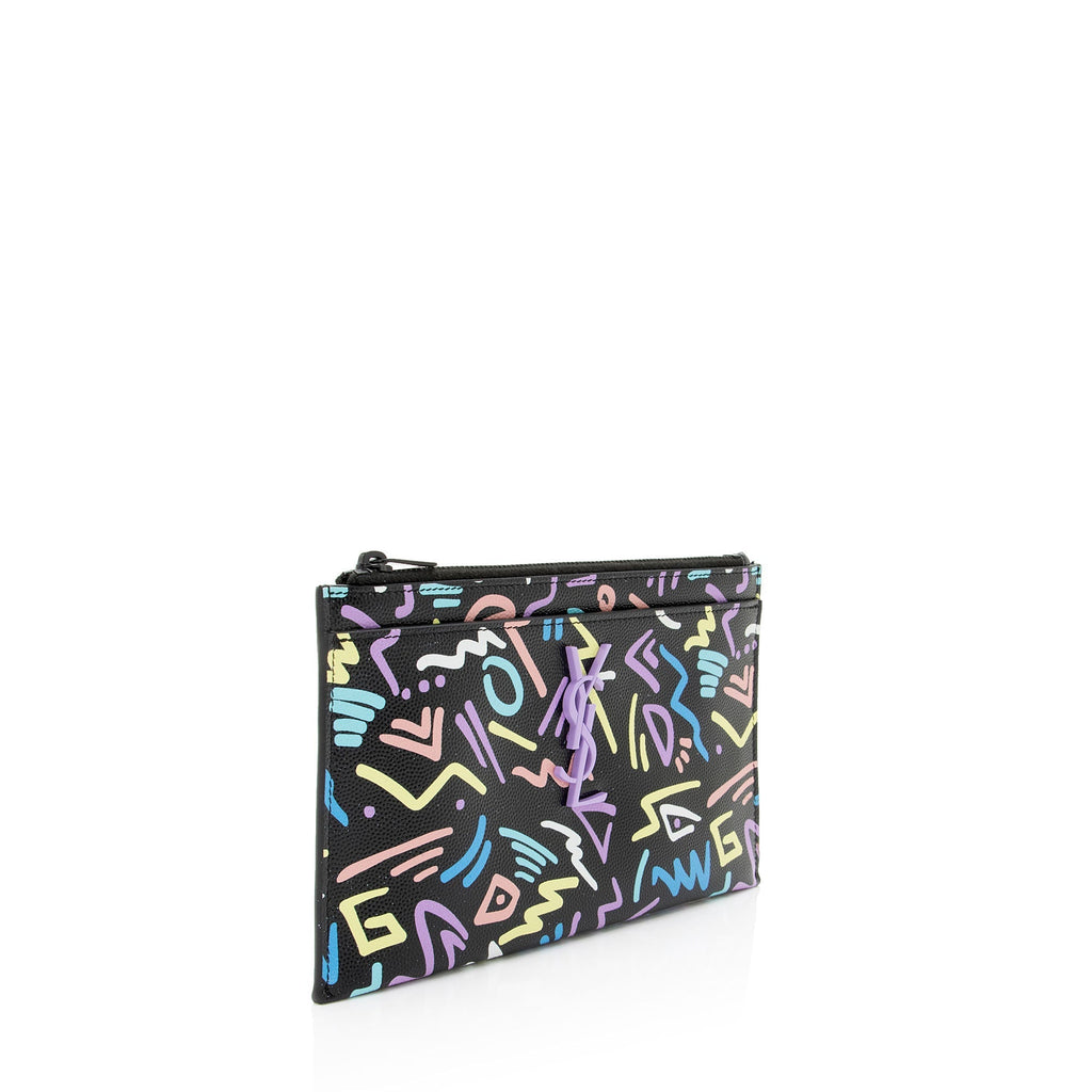 Saint Laurent Grain de Poudre Graffiti Monogram Bill Pouch