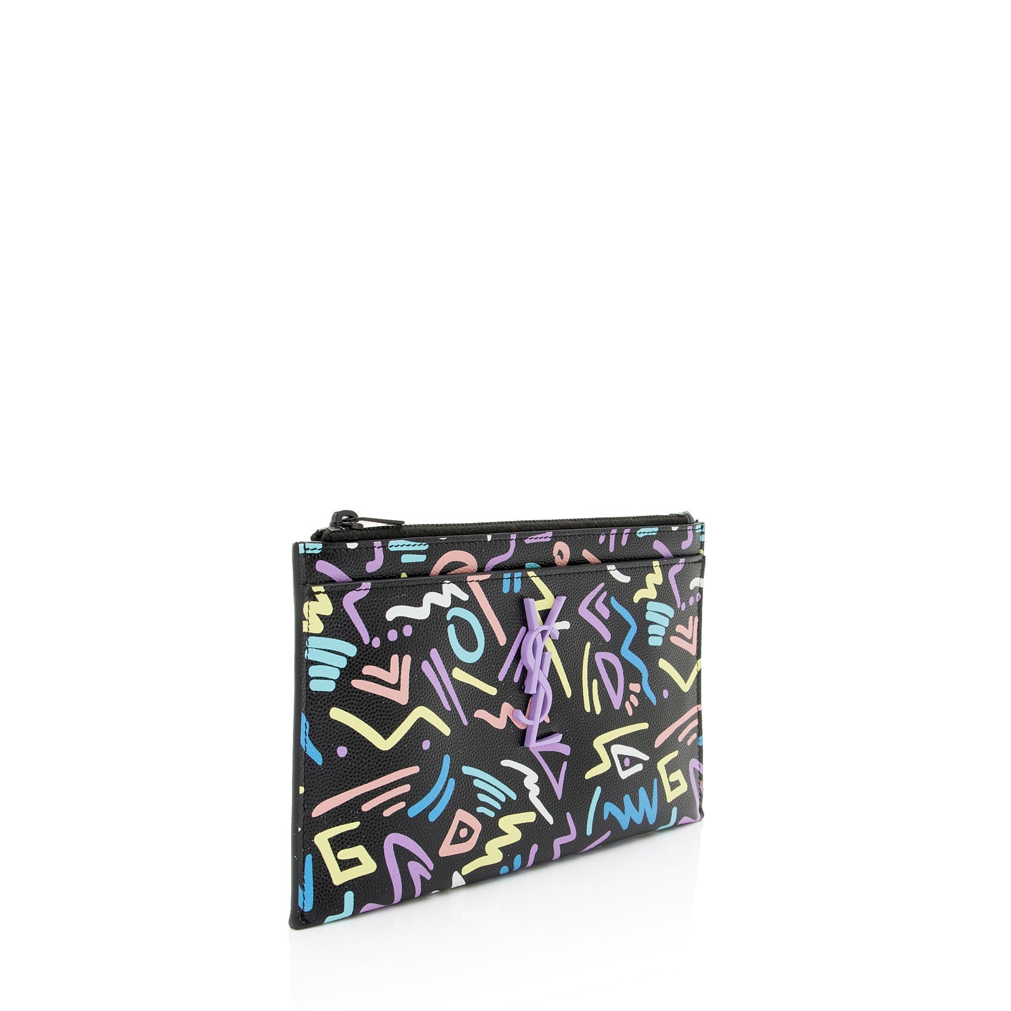 Saint Laurent Grain de Poudre Graffiti Monogram Bill Pouch