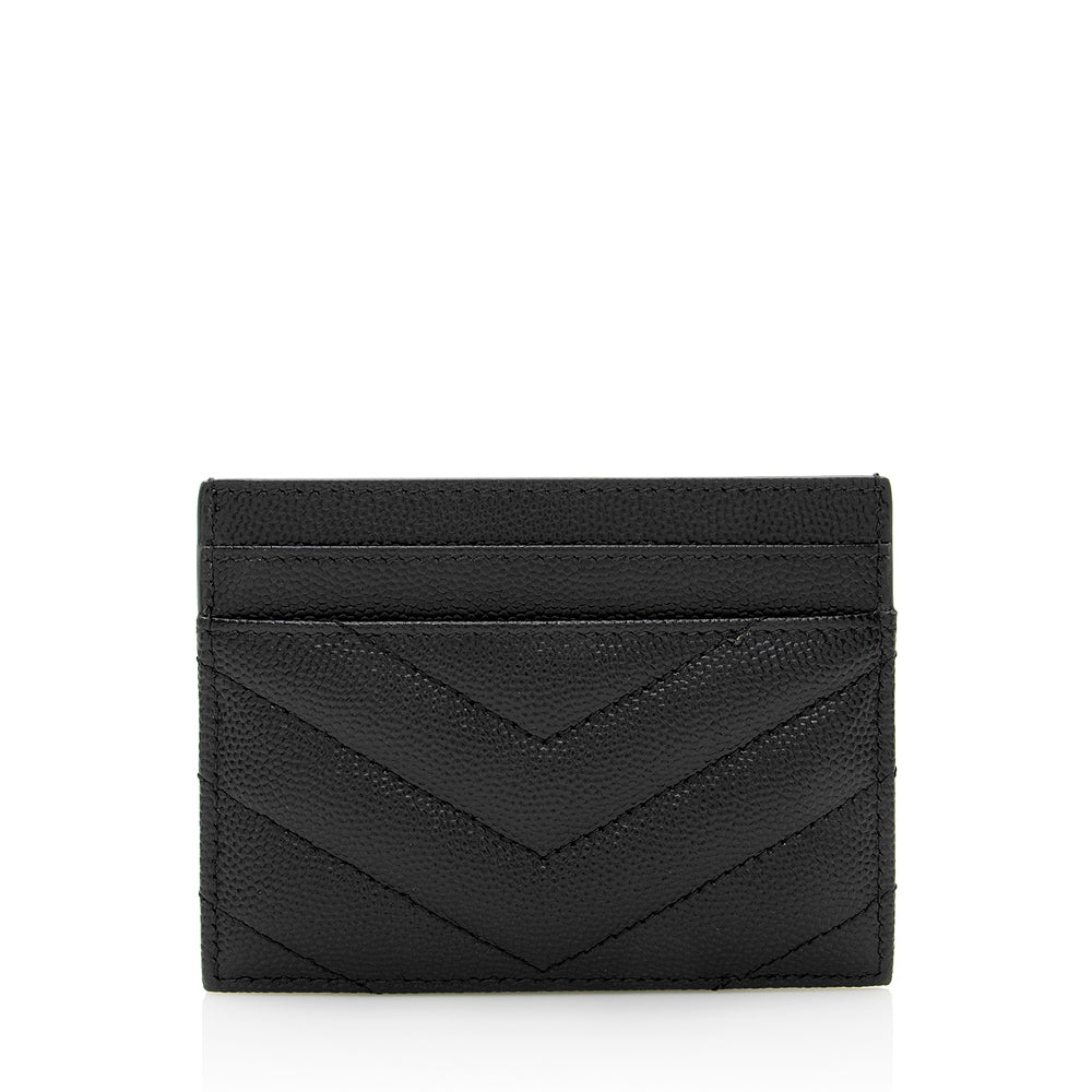 Saint Laurent Grain de Poudre Monogram Card Case (SHF-20320)