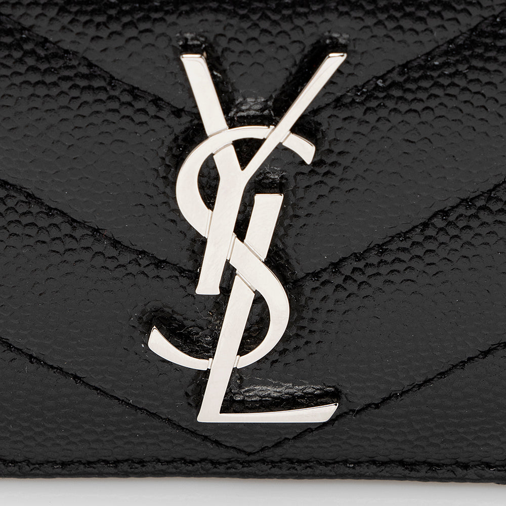 Saint Laurent Grain de Poudre Monogram Card Case (SHF-20320)