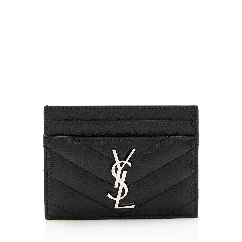 Saint Laurent Grain de Poudre Monogram Card Case (SHF-20320)