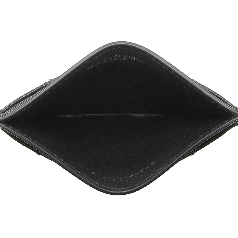 Saint Laurent Grain de Poudre Monogram Card Case (SHF-20320)