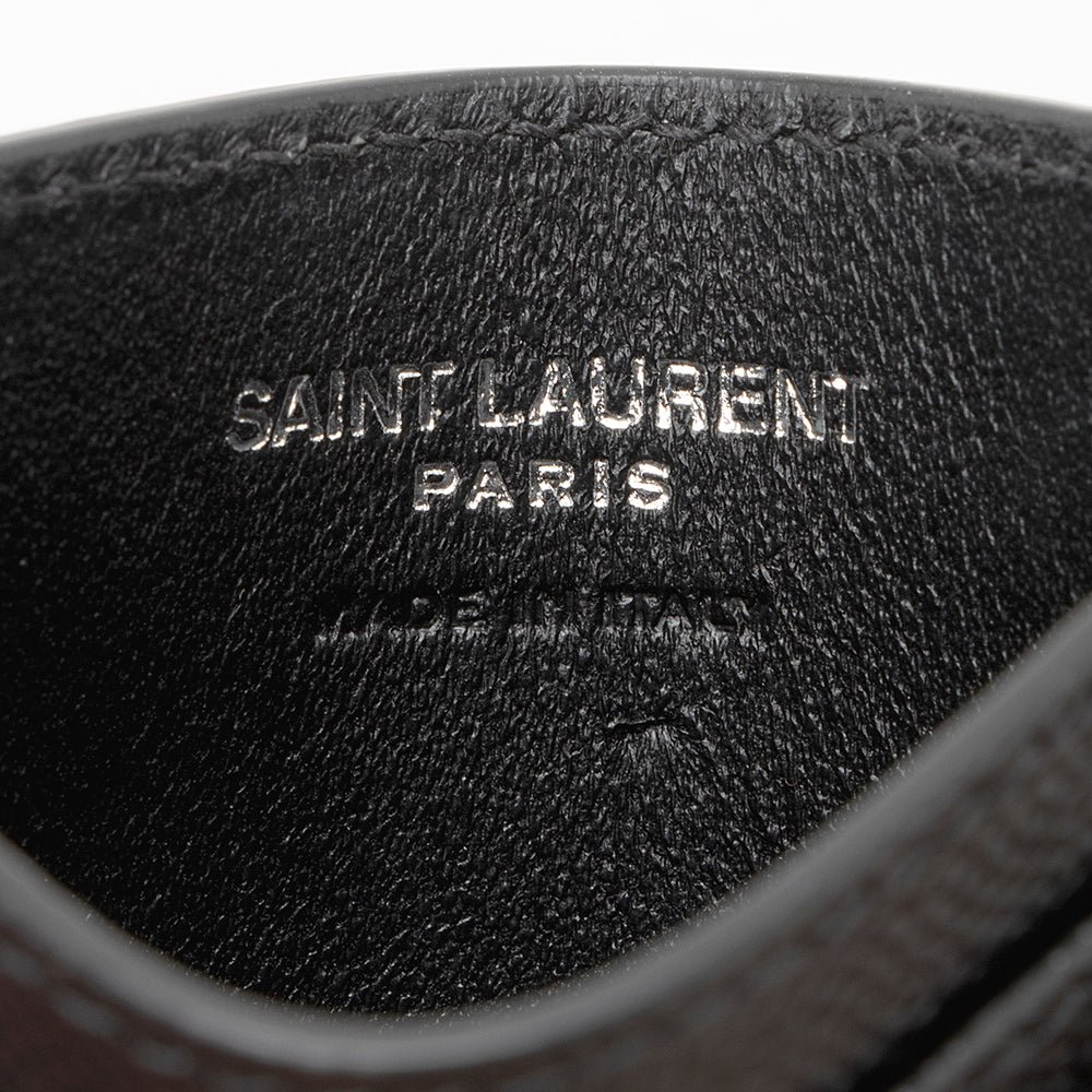 Saint Laurent Grain de Poudre Monogram Card Case (SHF-20320)