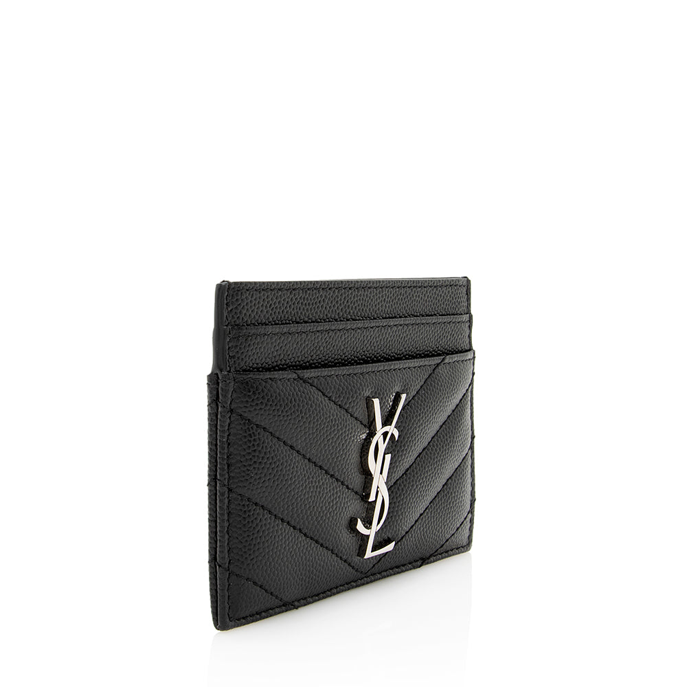 Saint Laurent Grain de Poudre Monogram Card Case (SHF-20320)
