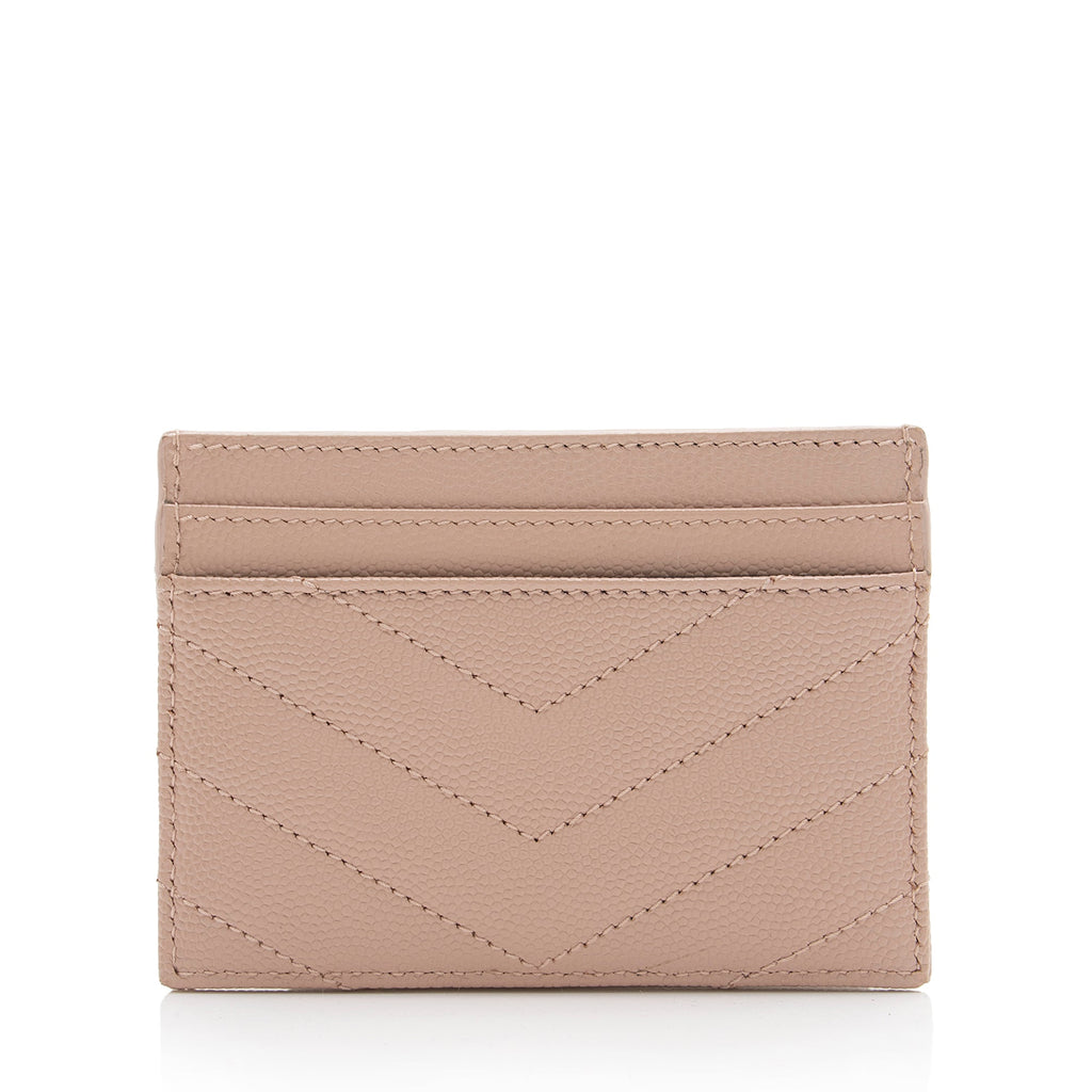 Saint Laurent Grain de Poudre Monogram Card Case (SHF-23547)