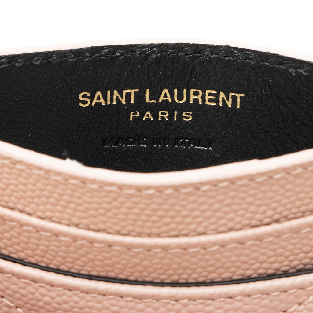 Saint Laurent Grain de Poudre Monogram Card Case (SHF-23547)