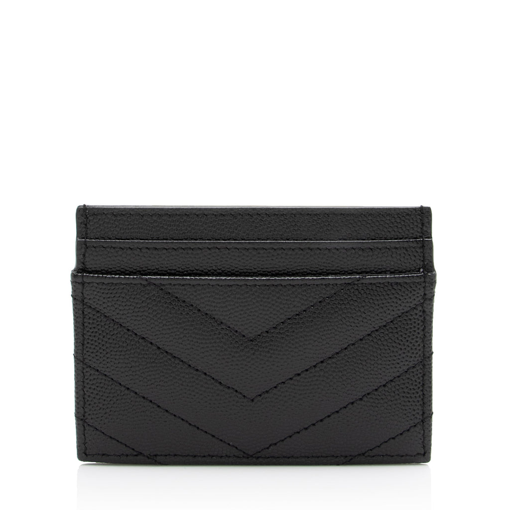 Saint Laurent Grain de Poudre Monogram Card Case (SHF-23687)