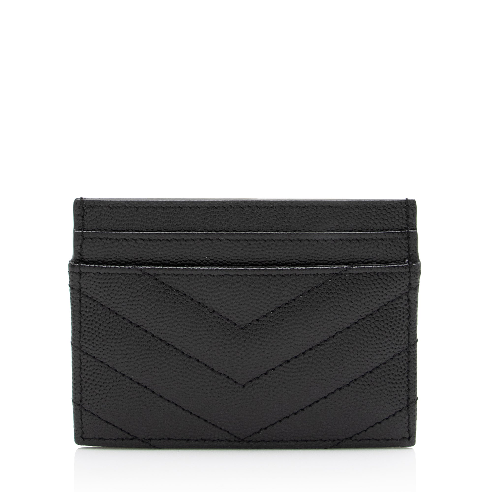 Saint Laurent Grain de Poudre Monogram Card Case (SHF-23687)