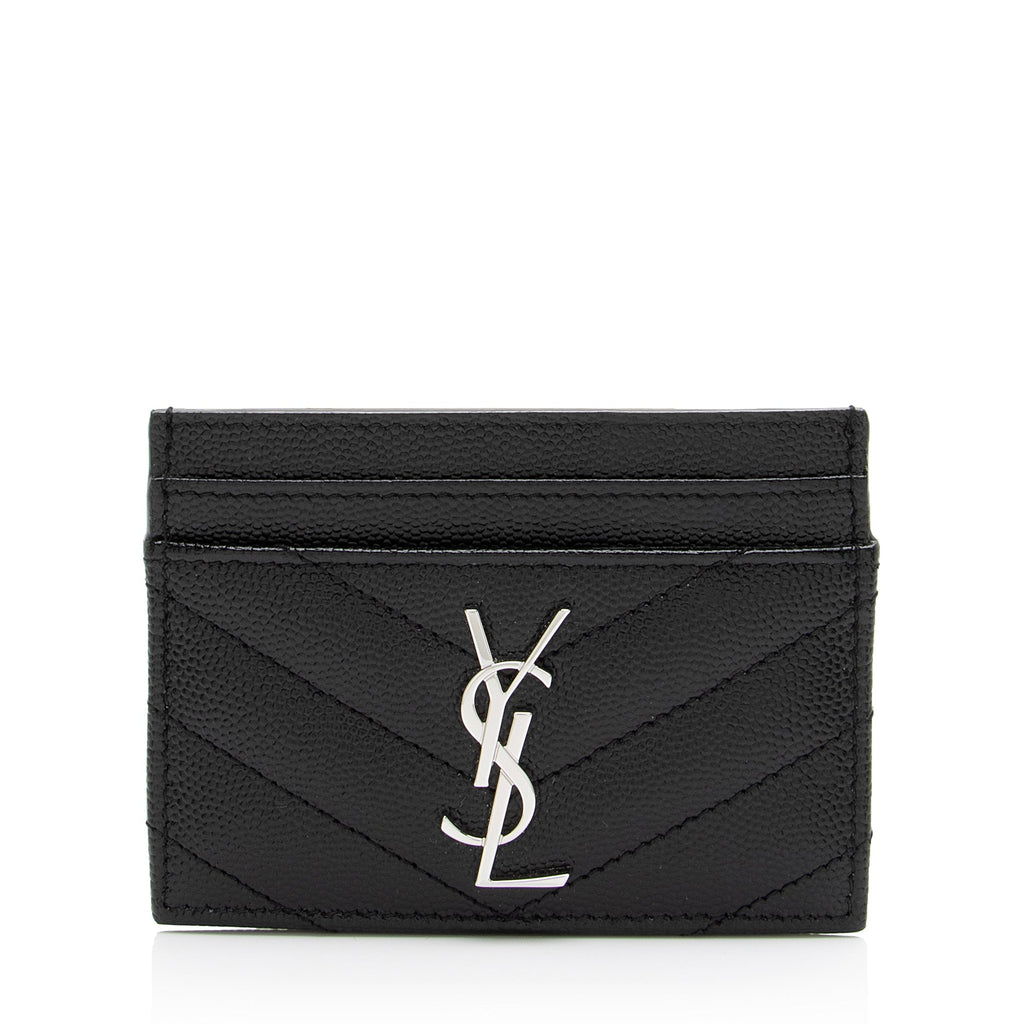 Saint Laurent Grain de Poudre Monogram Card Case (SHF-23687)