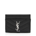 Saint Laurent Grain de Poudre Monogram Card Case (SHF-23687)
