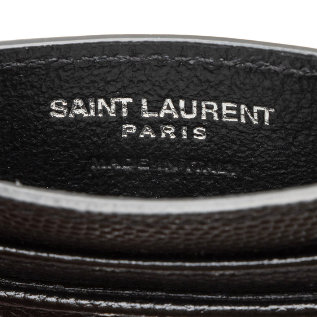 Saint Laurent Grain de Poudre Monogram Card Case (SHF-23687)