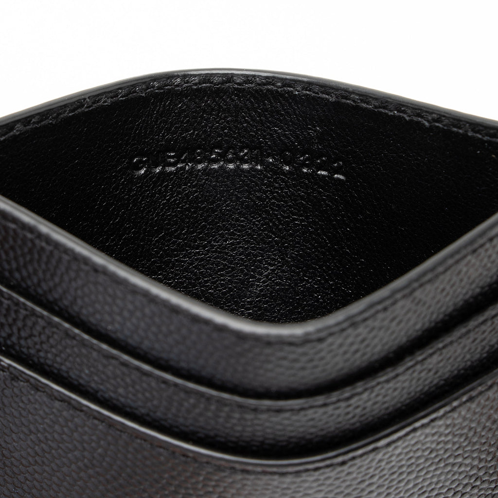 Saint Laurent Grain de Poudre Monogram Card Case (SHF-23859)