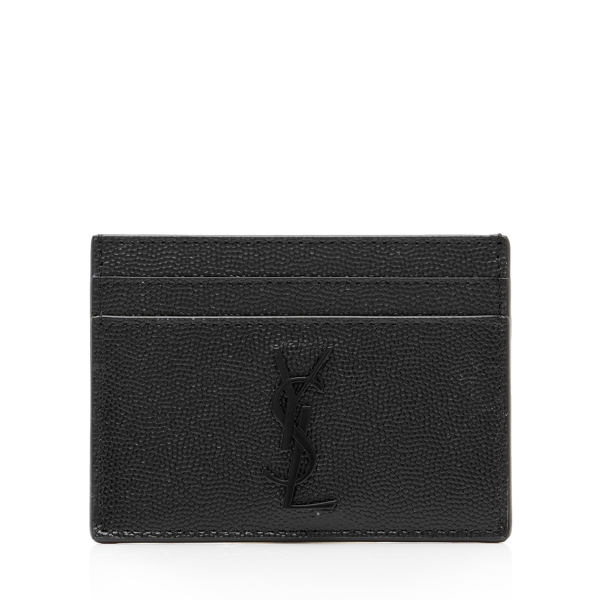 Saint Laurent Grain de Poudre Monogram Card Case (SHF-23859)