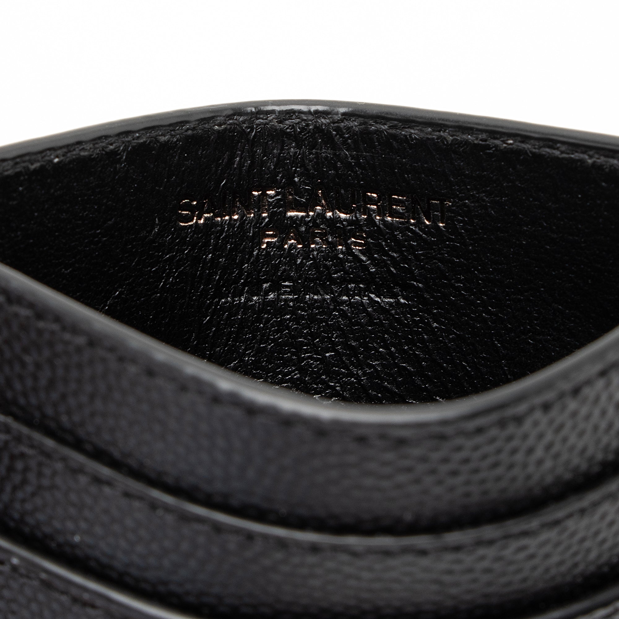 Saint Laurent Grain de Poudre Monogram Card Case (SHF-23859)