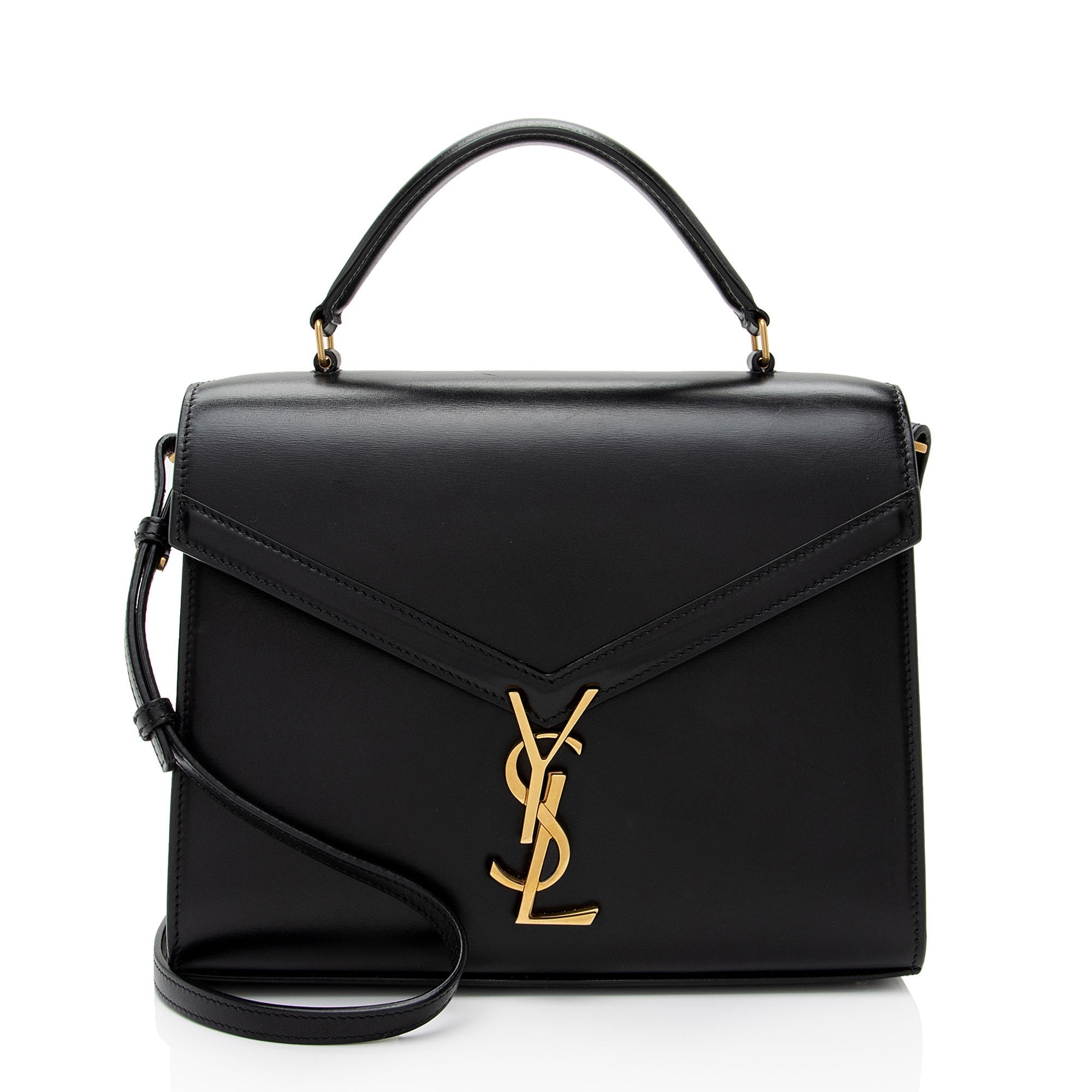 Saint Laurent Grain de Poudre Monogram Cassandra Medium Top Handle (SHF-EEhl36)