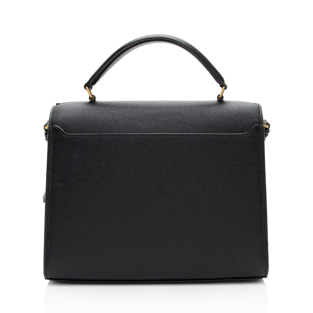 Saint Laurent Grain de Poudre Monogram Cassandra Medium Top Handle (SHF-HGeoF5)