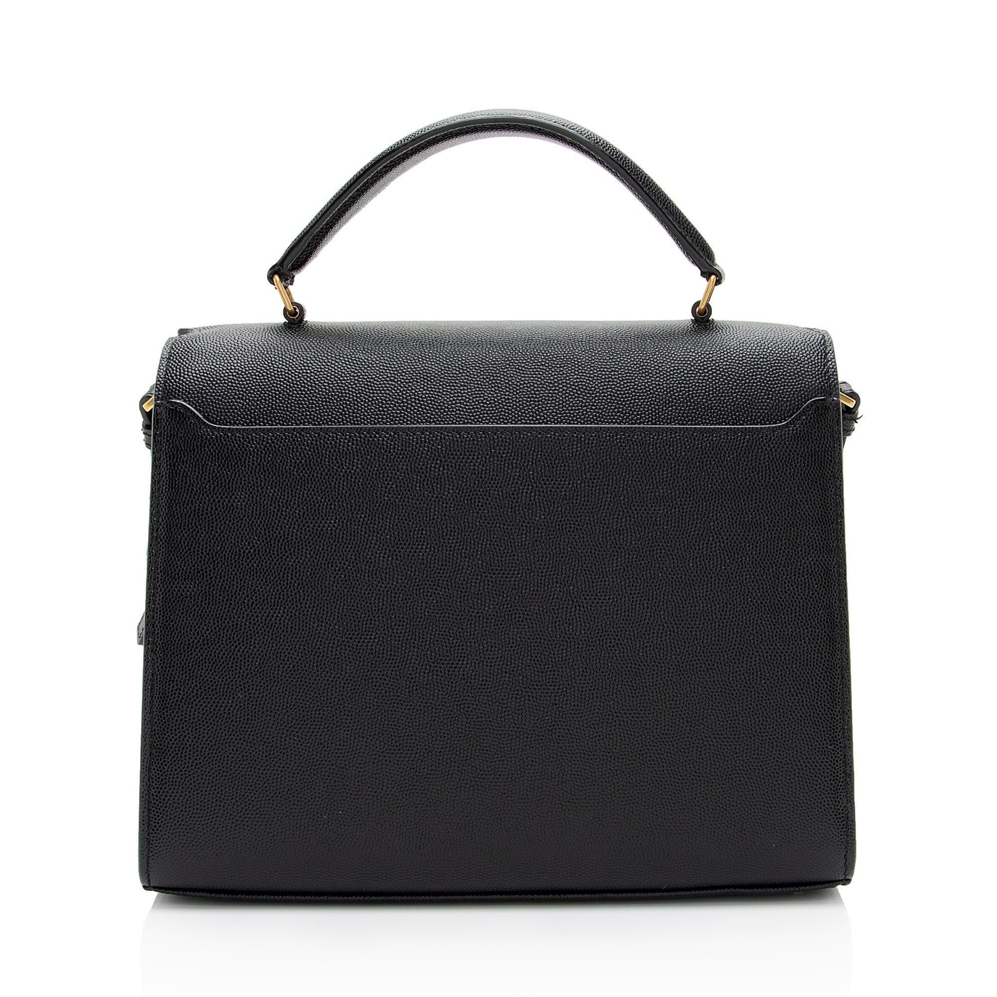 Saint Laurent Grain de Poudre Monogram Cassandra Medium Top Handle (SHF-HGeoF5)