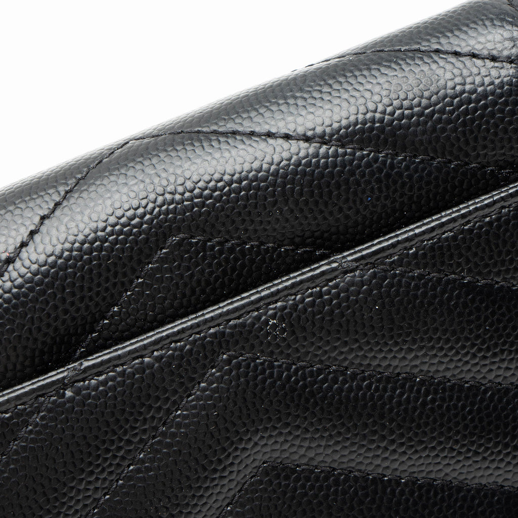 Saint Laurent Grain de Poudre Monogram Compact Tri-Fold Wallet (SHF-j0cHxO)