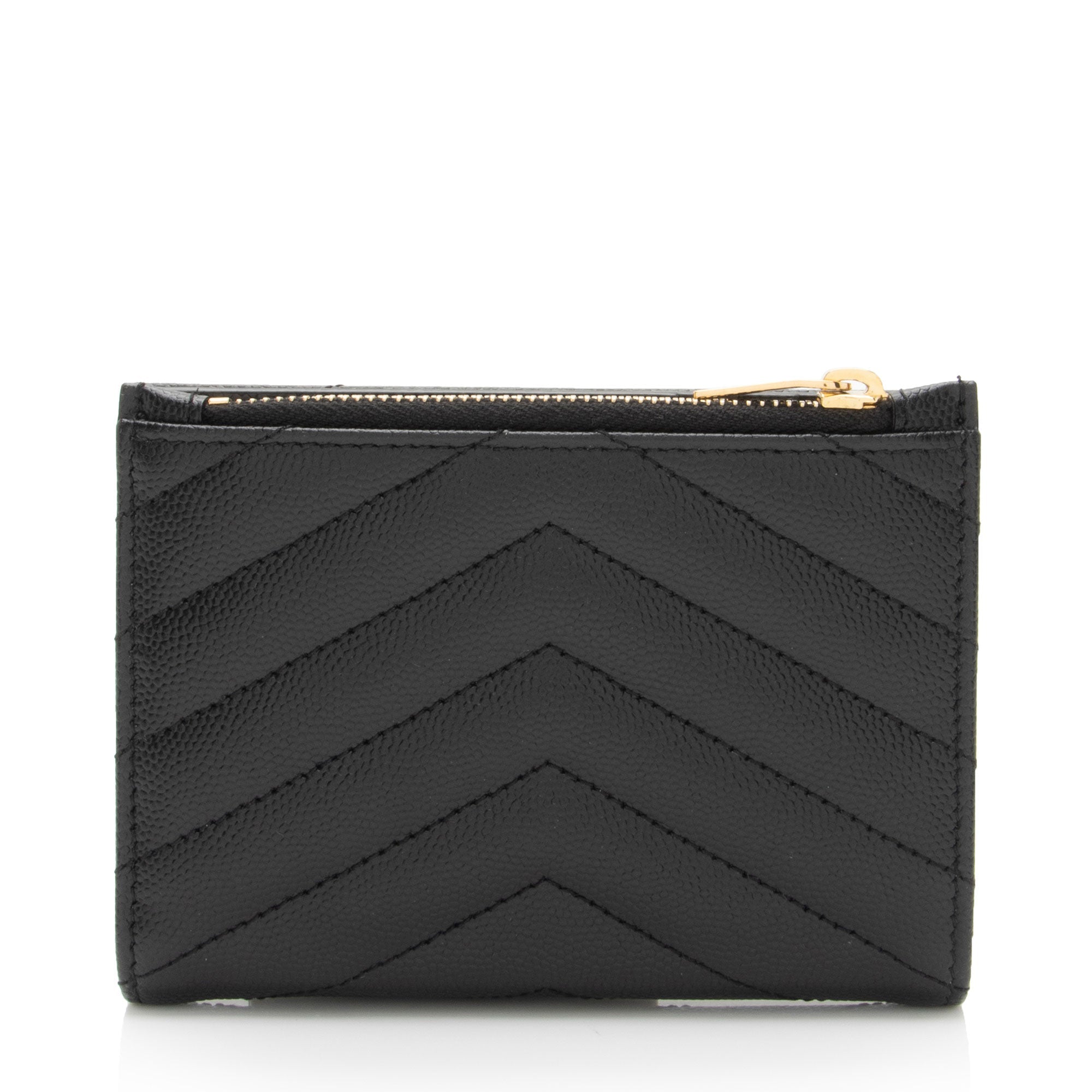 Saint Laurent Grain de Poudre Monogram Cassandre Fragments Bi-Fold Wallet (SHF-pjyvyg)
