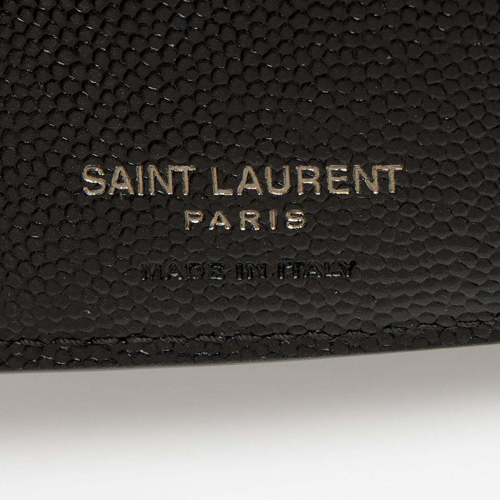 Saint Laurent Grain de Poudre Monogram Cassandre Fragments Bifold Wallet (SHF-hsZlQk)