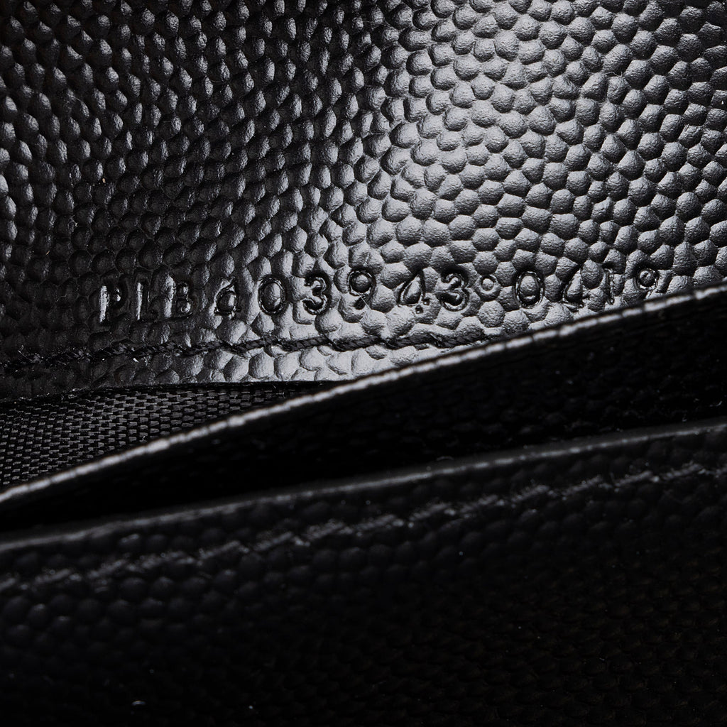 Saint Laurent Grain de Poudre Monogram Compact Tri-Fold Wallet (SHF-23573)