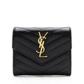 Saint Laurent Grain de Poudre Monogram Compact Tri-Fold Wallet (SHF-23573)