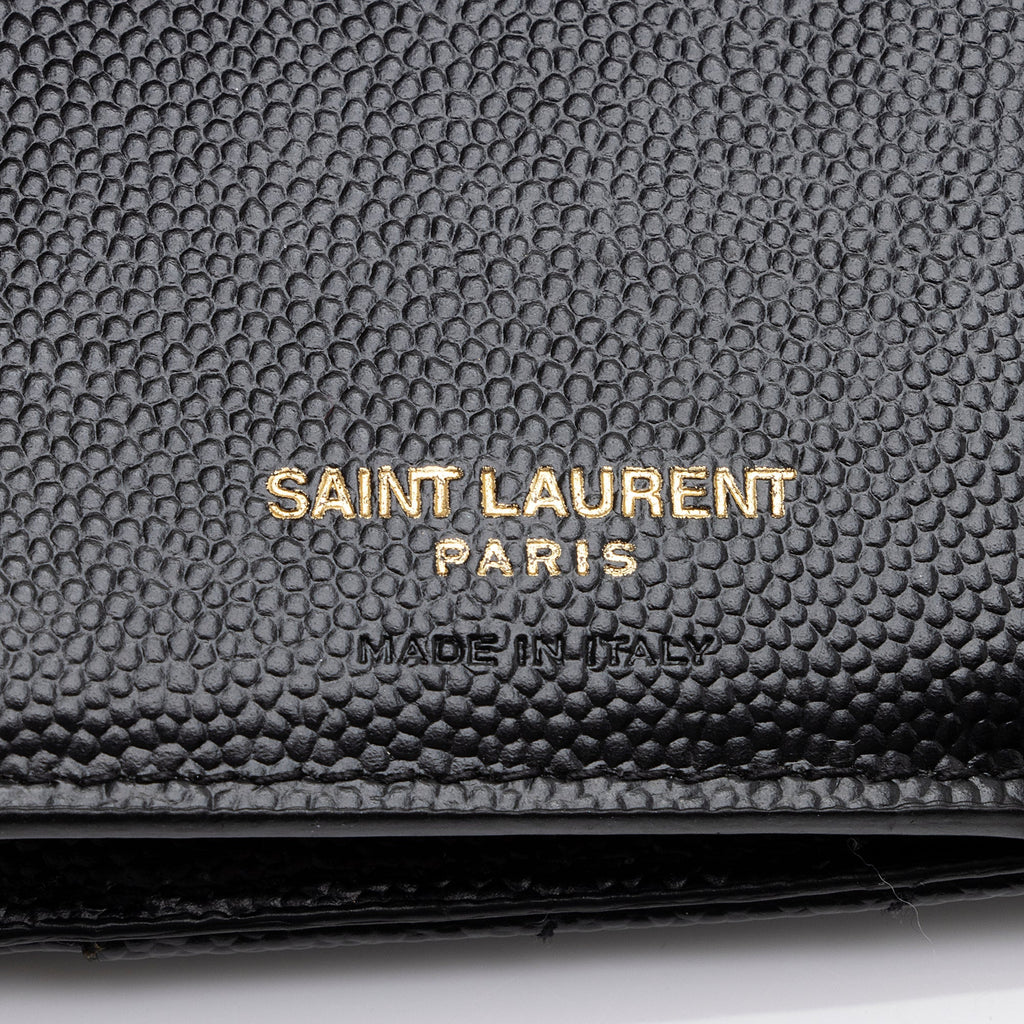Saint Laurent Grain de Poudre Monogram Compact Tri-Fold Wallet (SHF-23573)