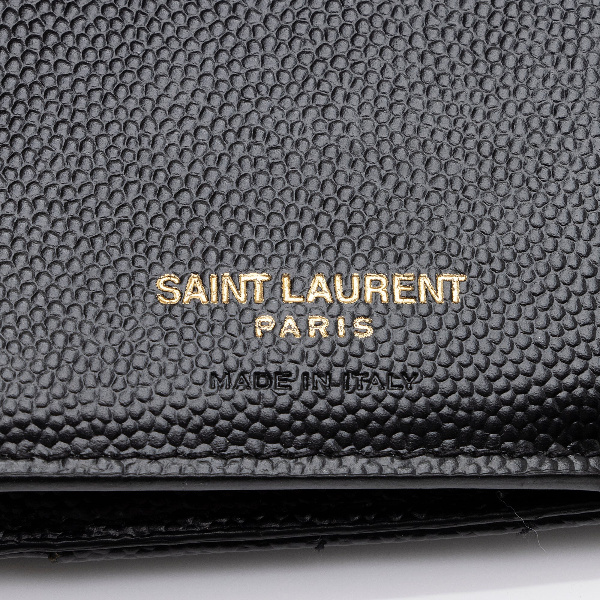 Saint Laurent Grain de Poudre Monogram Compact Tri-Fold Wallet (SHF-23573)