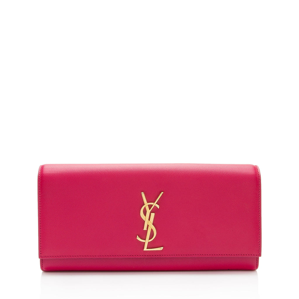Saint Laurent Grain de Poudre Monogram Kate Clutch