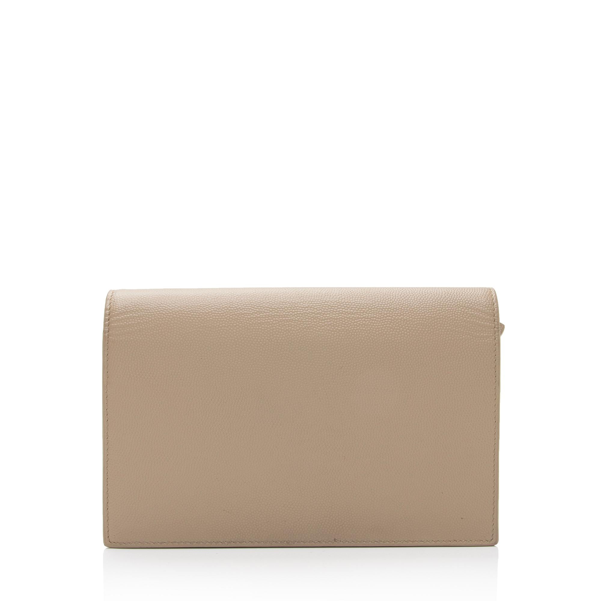 Saint Laurent Grain de Poudre Monogram Kate Tassel Chain Wallet (SHF-RnbEHa)