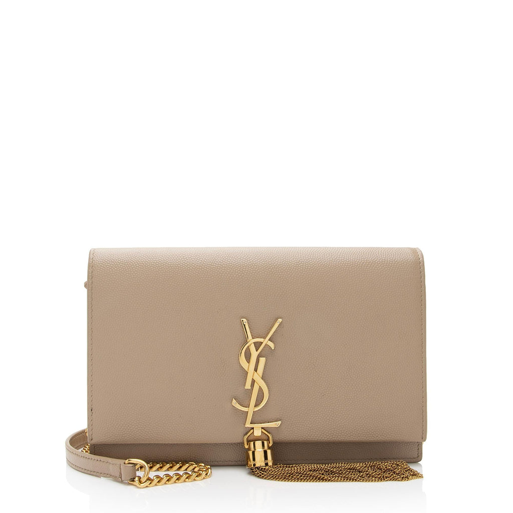 Saint Laurent Grain de Poudre Monogram Kate Tassel Chain Wallet (SHF-RnbEHa)