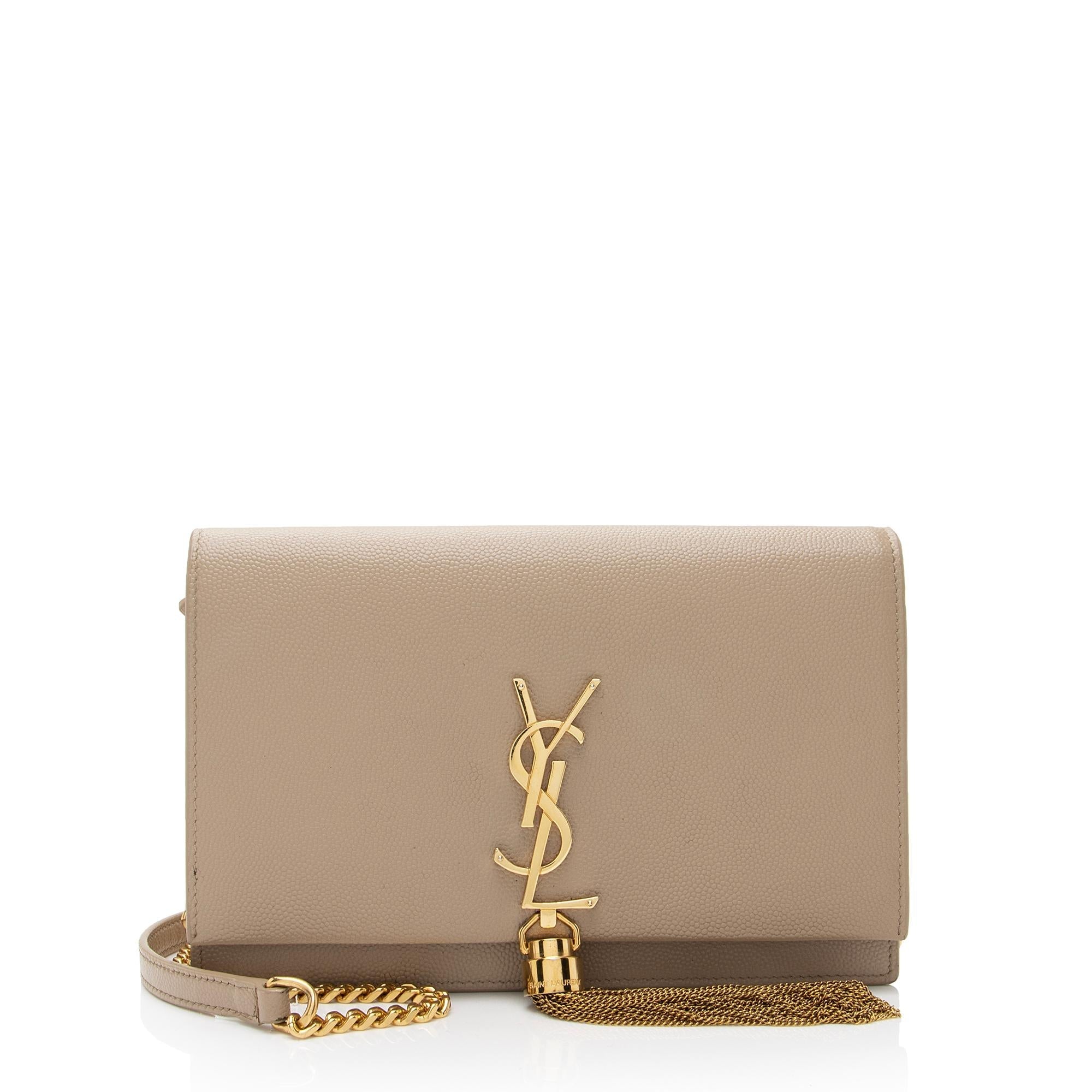 Saint Laurent Grain de Poudre Monogram Kate Tassel Chain Wallet (SHF-RnbEHa)