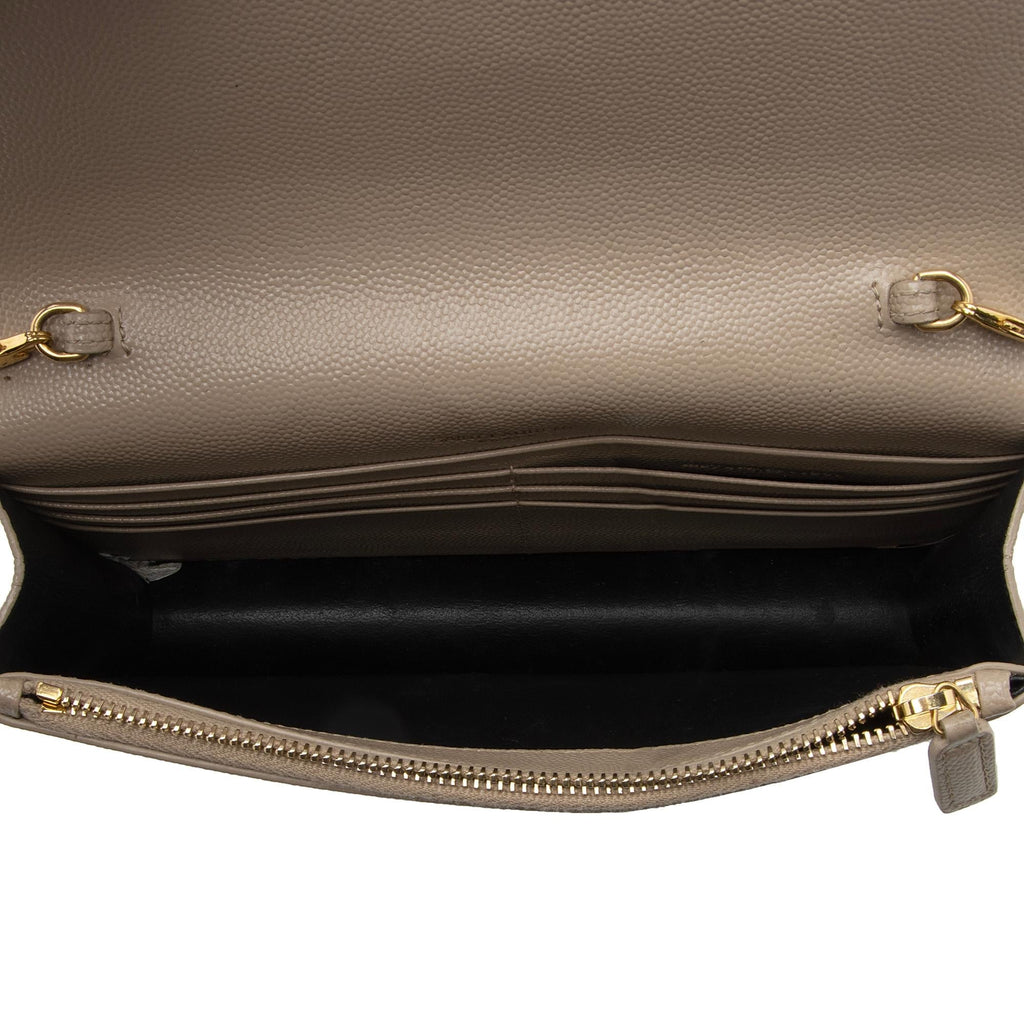 Saint Laurent Grain de Poudre Monogram Kate Tassel Chain Wallet (SHF-RnbEHa)
