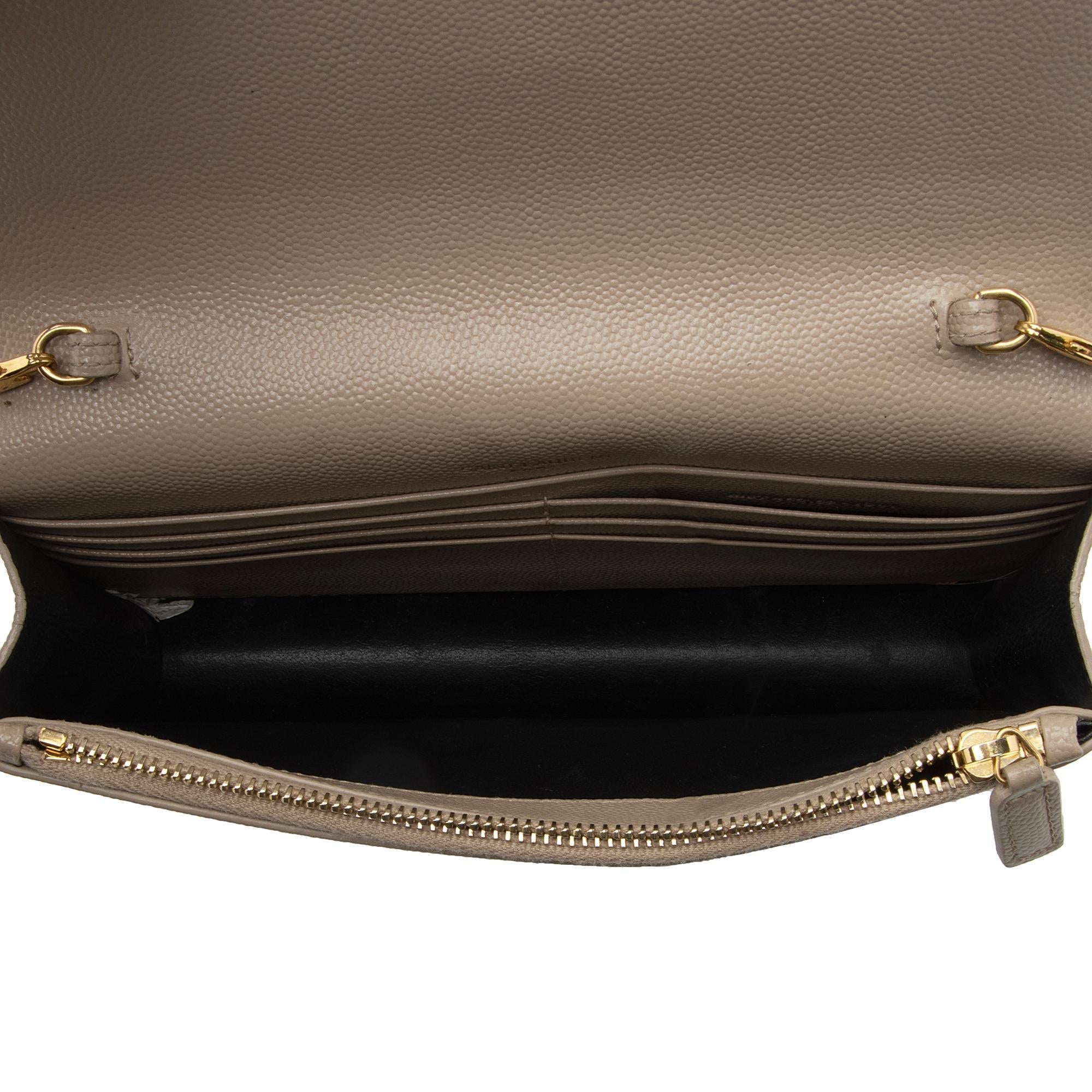 Saint Laurent Grain de Poudre Monogram Kate Tassel Chain Wallet (SHF-RnbEHa)