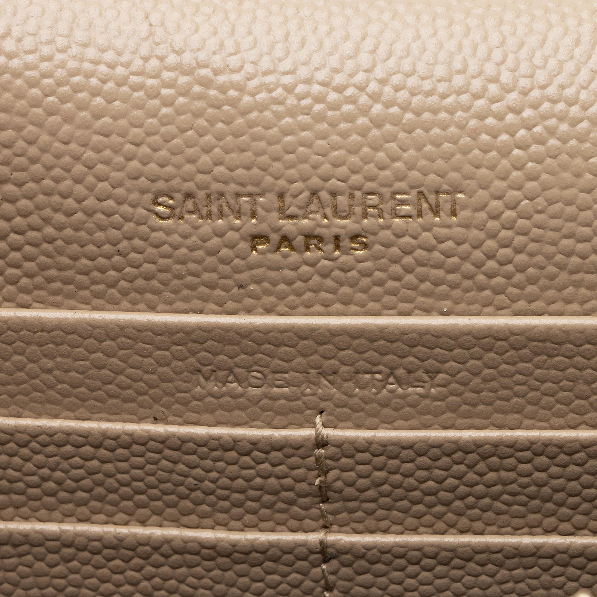 Saint Laurent Grain de Poudre Monogram Kate Tassel Chain Wallet (SHF-RnbEHa)