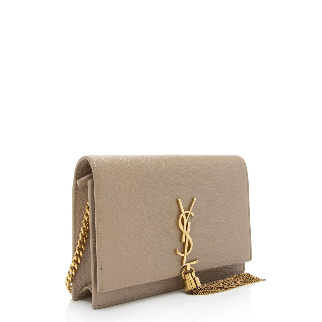 Saint Laurent Grain de Poudre Monogram Kate Tassel Chain Wallet (SHF-RnbEHa)