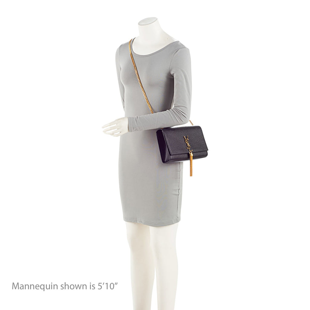 Saint Laurent Grain de Poudre Monogram Kate Tassel Medium Shoulder Bag (SHF-u9Ndoz)
