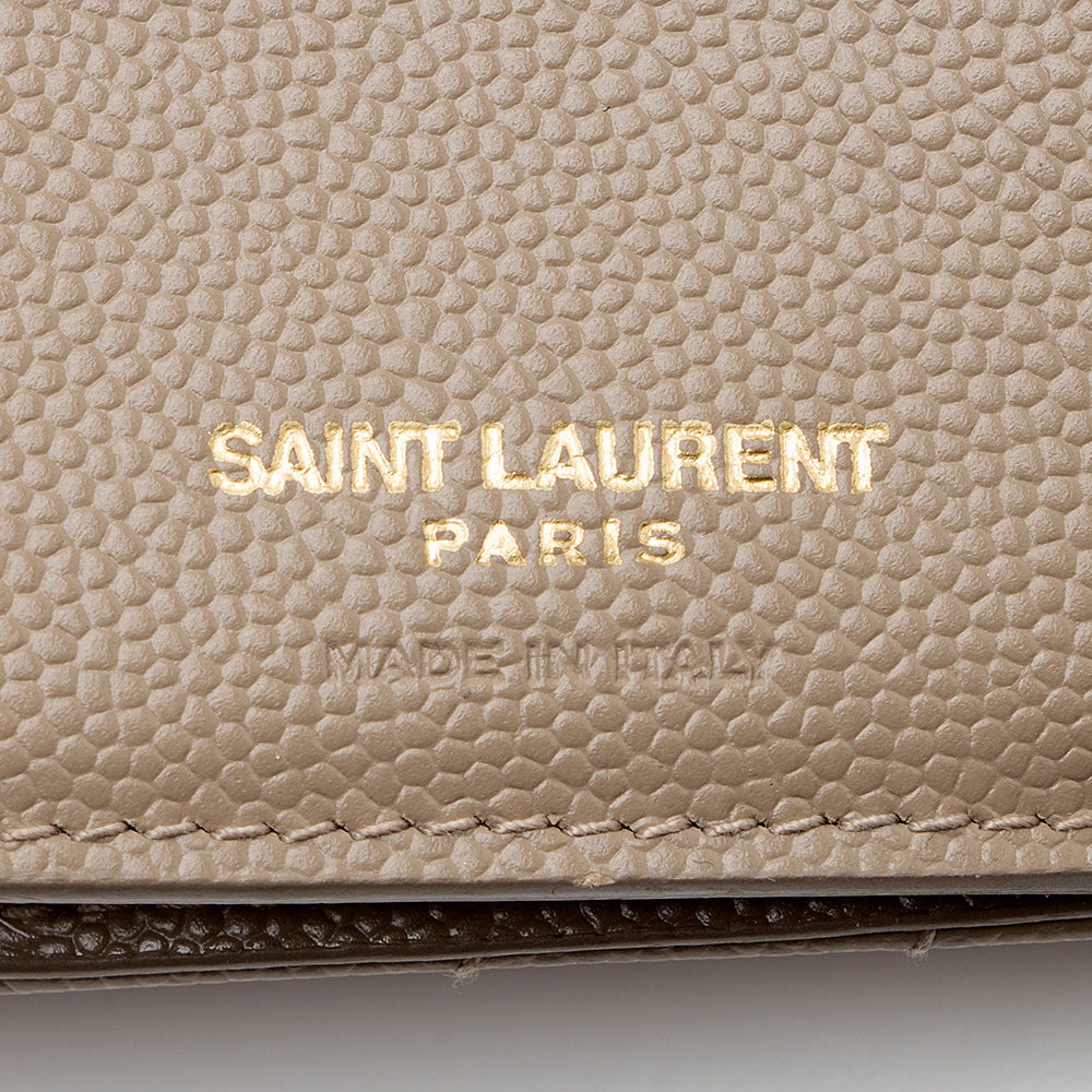 Saint Laurent Grain de Poudre Monogram Small Tri-Fold Wallet (SHF-18495)