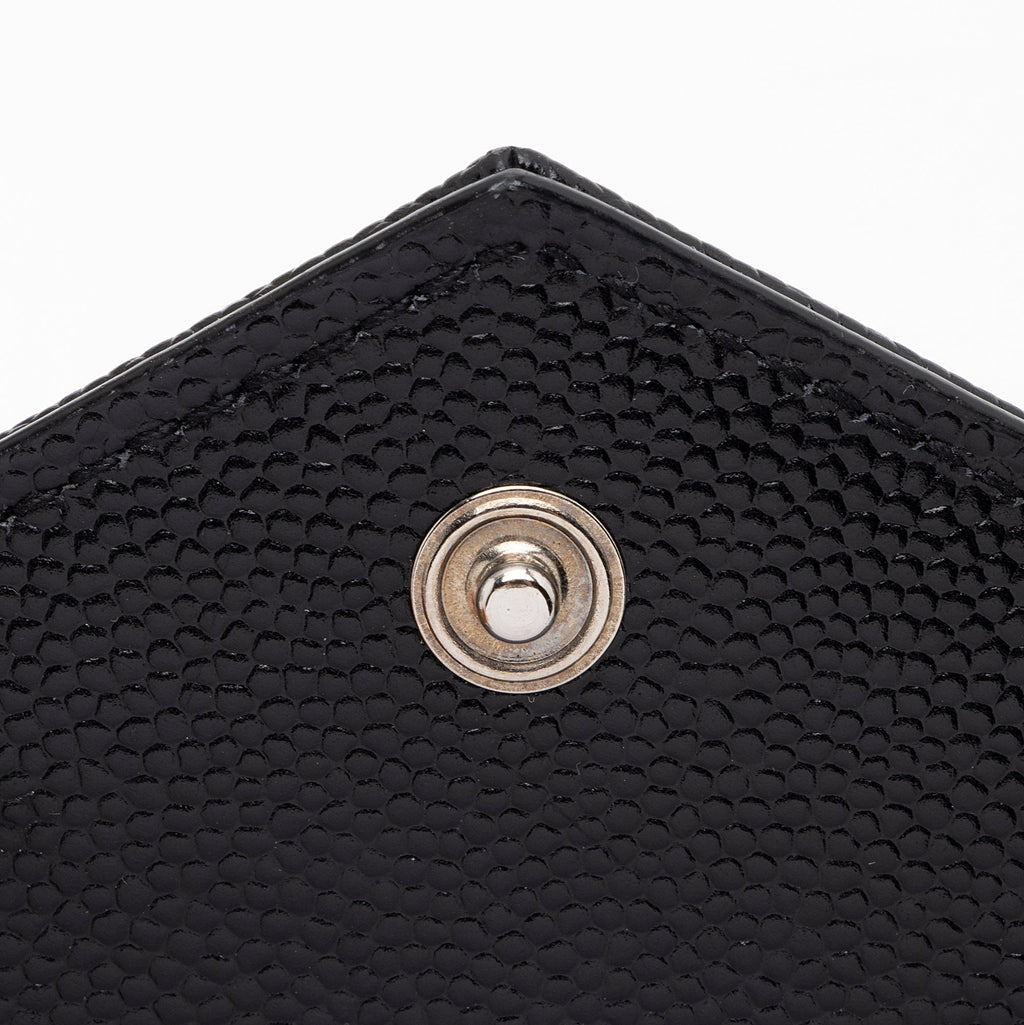 Saint Laurent Grain de Poudre Monogram Compact Tri-Fold Wallet (SHF-23574)